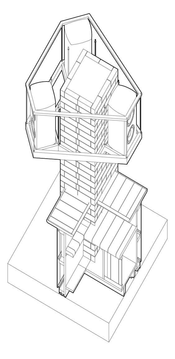 Music Tree Design shown through an axonometric projection